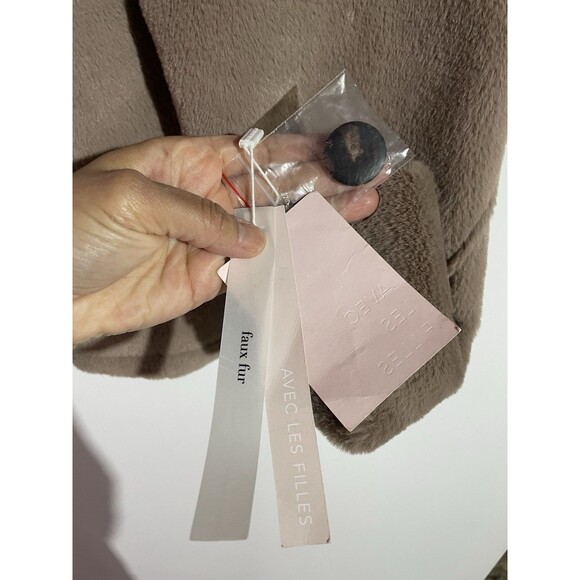 Avec Les Filles Plush Faux Fur Coat XL Notched Collar Old Money Chic Outerwear - Picture 4 of 12